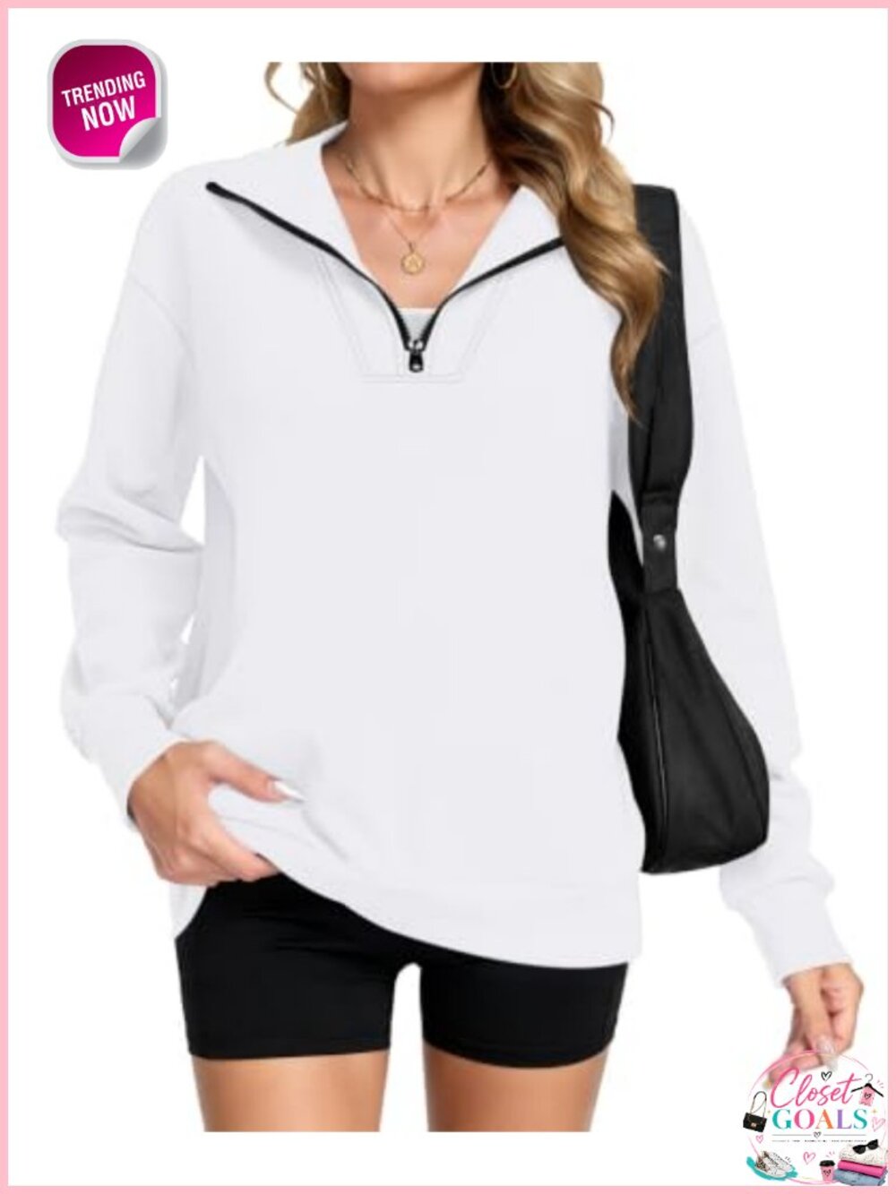Oversized Quarter Zip Sweatshirt with Pockets Buttery Soft Long Sleeve